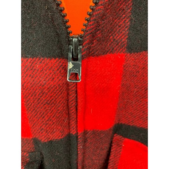 Woolrich Mens LG Vintage Wool Buffalo Red Plaid Reversible Hunters Orange Huntin - Picture 10 of 14